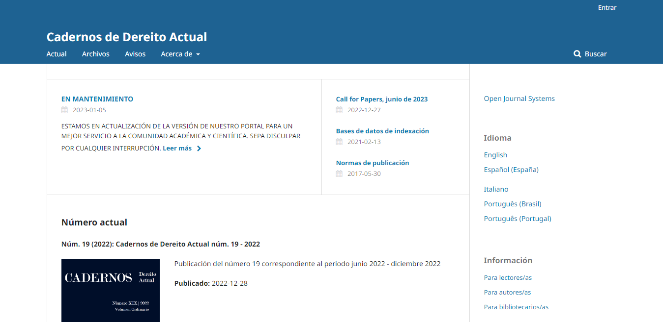 Cadernos de Dereito Actual — vista 1