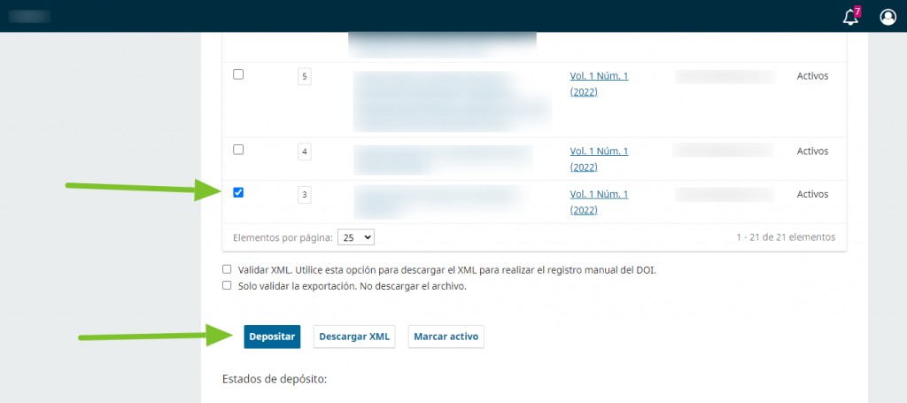 depositar DOI